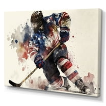 Designart Usa Hockey Player In Action III Canvas Wall Art
