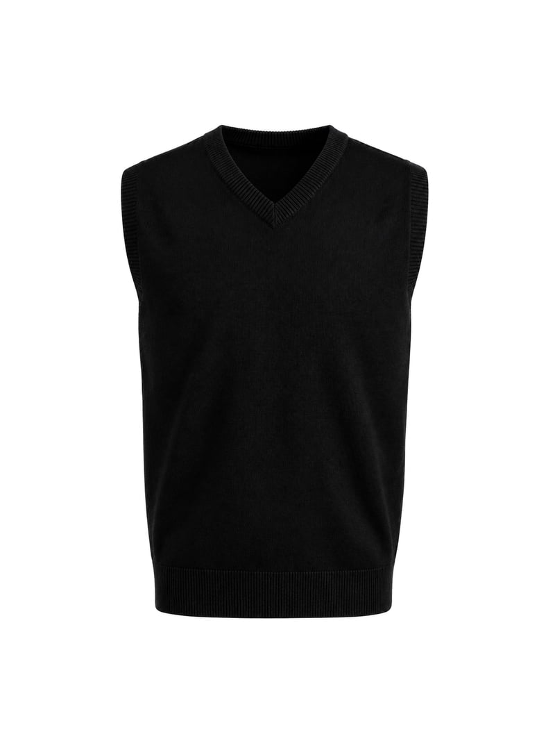 Toptie Men Business V-Neck Knitted Sweater Vest, XXL, Black