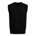 thumbnail image 2 of Toptie Men Business V-Neck Knitted Sweater Vest, Cotton Fit Casual Solid Plain Sleeveless Pullover-Black-M, 2 of 8