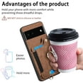 thumbnail image 6 of Phone Case for Google Pixel 6 Wallet Cover with Tempered Glass Screen Protector and Wrist Strap Lanyard RFID Credit Card Holder Ring Stand Cell Accessories Pixel6 Pixle Six Women Men Brown, 6 of 13