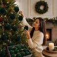 thumbnail image 5 of 12Pcs Flocked Bow Dark Green Christmas Ball Ornaments 2.36 in Shatterproof Velvet Tree Hanging Pendants Set for home Decor, 5 of 7