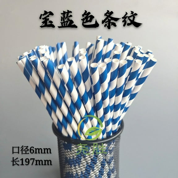 Disposable biodegradable paper straw Colorful Party Event Drinking Straws Flexible Large Straight Tube Straw Bar Accessories 6*197mm