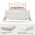 thumbnail image 5 of Amolife Queen Size Metal Platform Bed Frame With Vintage Butterfly Pattern Headboard & Footboard, Pink, 5 of 8