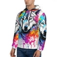 thumbnail image 3 of Naloa Cool Colorful Wolf Men's Casual Hooded Collar Drawstring Hoodies Pullover Sweatshirts Casual Long Sleeve Shirts-XX-Large, 3 of 7