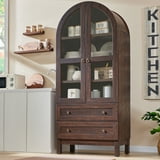 SinCiDo Arched Kitchen Pantry Storage Cabinet, 71" Tall Wood Pantry Shelves with 2 Doors & 2 Large Drawers for Dining Room Living Room - Walmart.com