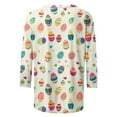 thumbnail image 4 of Staron Hauts de Pâques pour Femmes en Liquidation à Moins de 5$ Col Rond T-Shirt Manches 3/4 T-Shirts Graphiques Basiques Tunique Longueur Trois Quarts Chemises Décontractées Habillées, 4 of 5
