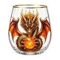 thumbnail image 2 of 3D Mythic Dragon Glass Cup, Sculpted Dragon Crystal Whiskey Glass with Fantasy Orb Design, Unique Home Bar Drinkware for Bourbon Cocktails Gift (Golden), 2 of 7