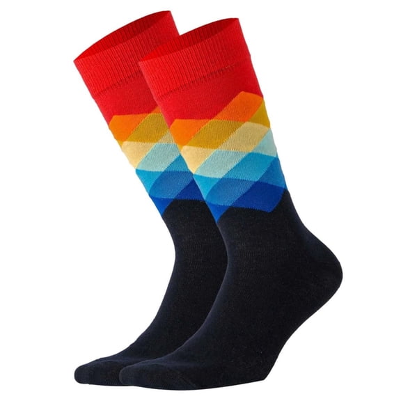 Colorful Red Diamond Argyle Pattern Socks from the Sock Panda Size: Adult Large