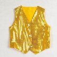 thumbnail image 4 of Yirtree Girls' Boys' Glittery Sequined Vest Jacket Hip-Hop Street Dance Wear Stage Performance Waistcoat Sleeveless Sequin Vest for Party, 4 of 8