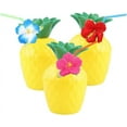 thumbnail image 1 of Hawaii Party Plastic Pineapple Drink Luau Cups With Straws, 1 of 5