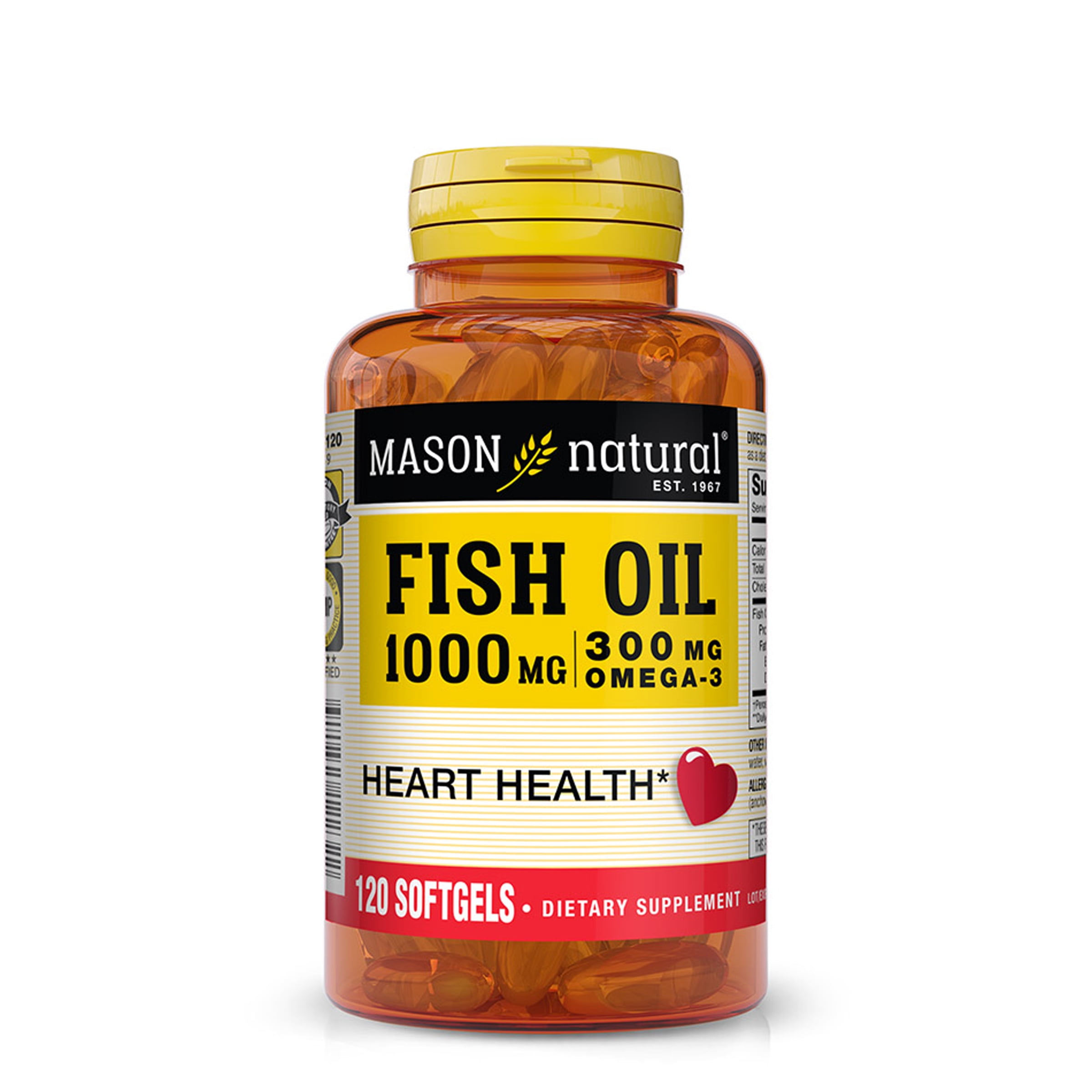 (3 pack) Mason Natural Fish Oil 120 Softgels for Healthy Heart and Cardiovascular Support