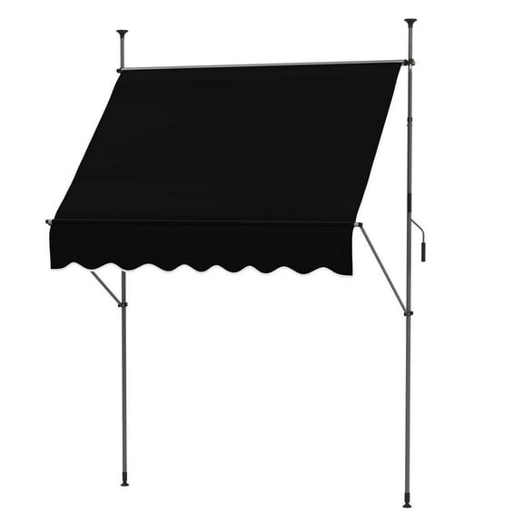 YYAo Patio Awnings Sun Shade Shelter, Patio Awnings, 6.5' x 4' Manual Retractable Awning, Non-Screw Patio Awning, Black