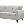thumbnail image 2 of L-Shaped Linen Blend Fabric Couch with Wood Frame and Low-Profile Legs, Settee with Cushions Rounded Arms, Storage Ottoman and Two Toss Pillows, Light Gray, 2 of 9