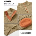 thumbnail image 6 of Colsmile Men's Cable Knit Sweater Stand Collar Quarter Button Pullover Casual Long Sleeve Knitwear, 6 of 9