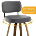 thumbnail image 5 of Swivel Counter Height Bar Stools, Set of 4, 29" Upholstered PU Leather Barstools with Back Wood Legs, Mid Century Modern Bar Chair Island Stool for Kitchen Counter, Gray, 5 of 10