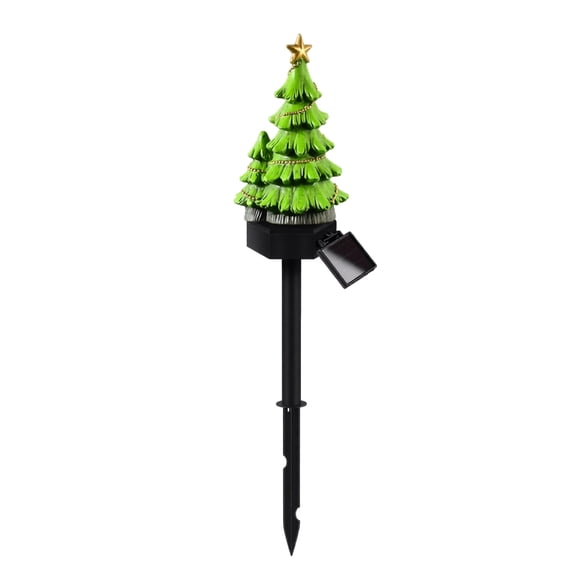 Solar Stake Light Outdoor Garden Pathway Lamp Resin Decorative Landscape Light for Yard Lawn Patio with Christmas Tree Design