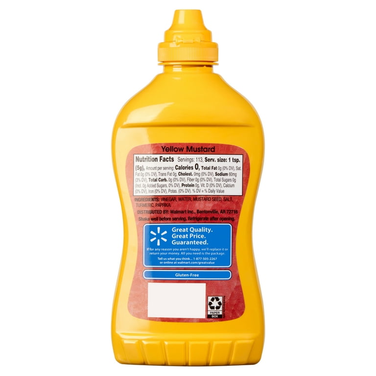 Great Value Yellow Mustard, 20 oz Squeeze Bottle 