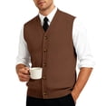 thumbnail image 7 of Kixjoy Men's Sweater Vest Formal Knitted Ribbed Pullover Tops Business Sleeveless V Neck Sweater Slim Fit Golf Fall Winter Vest, Brown S, 7 of 7