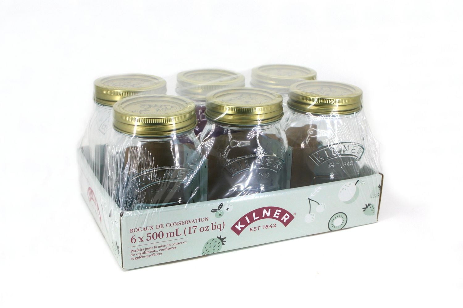 Kilner Pots mason en verre à ouverture régulière avec couvercles scellés, 500ml