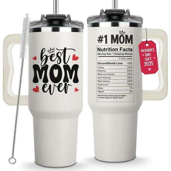 Mothers Day Gifts For Mom - Best Mom Ever Tumbler With Handle 40oz, Mommy Coffee Mug, Mama Tumblers, Momma Gift Ideas, Funny Birthday Present For Her, Cute Mother Day Gift Tumbler, Mom Cup