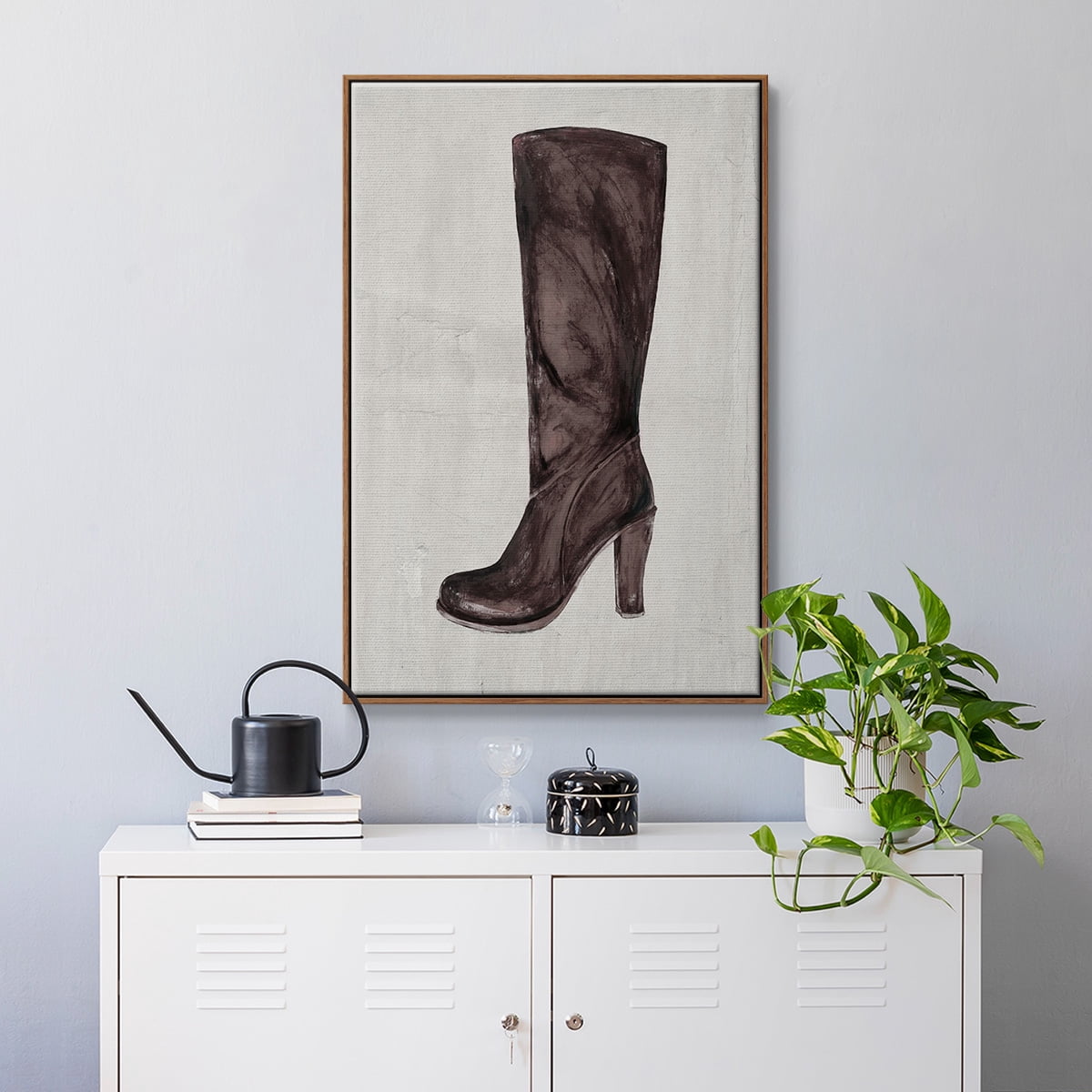 The Shoe Fits III V1 Framed Premium Gallery Wrapped Canvas - Ready to Hang - 27 x 41 - Walnut Floating Frame