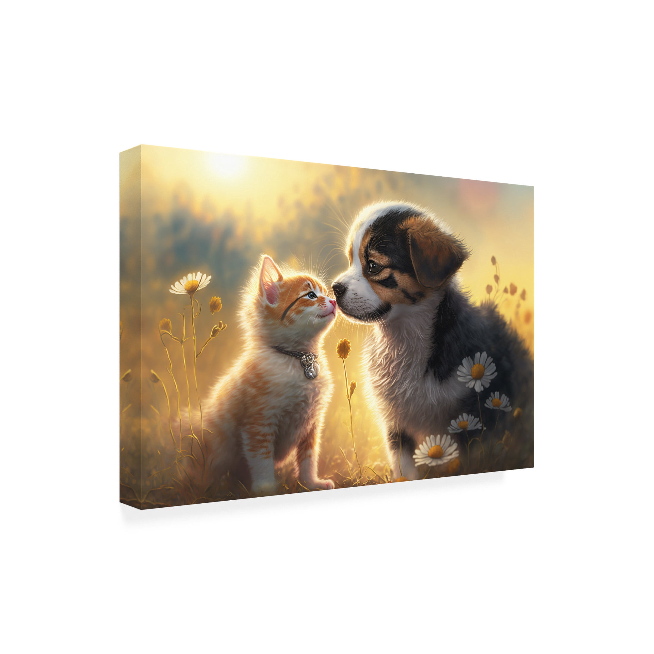 Canvas Wall Art - Ray Heere 'Cats And Dogs 3' Wall Art for Living Room, Bedroom, or Office Décor by Trademark Fine Art - 19 x 12 Inches