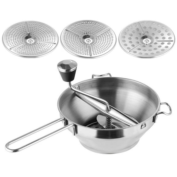 BESTOYARD 1 Set of Hand Crank Potato Masher Stainless Steel Food Masher Tool for Grinding Silver Kitchen Tool