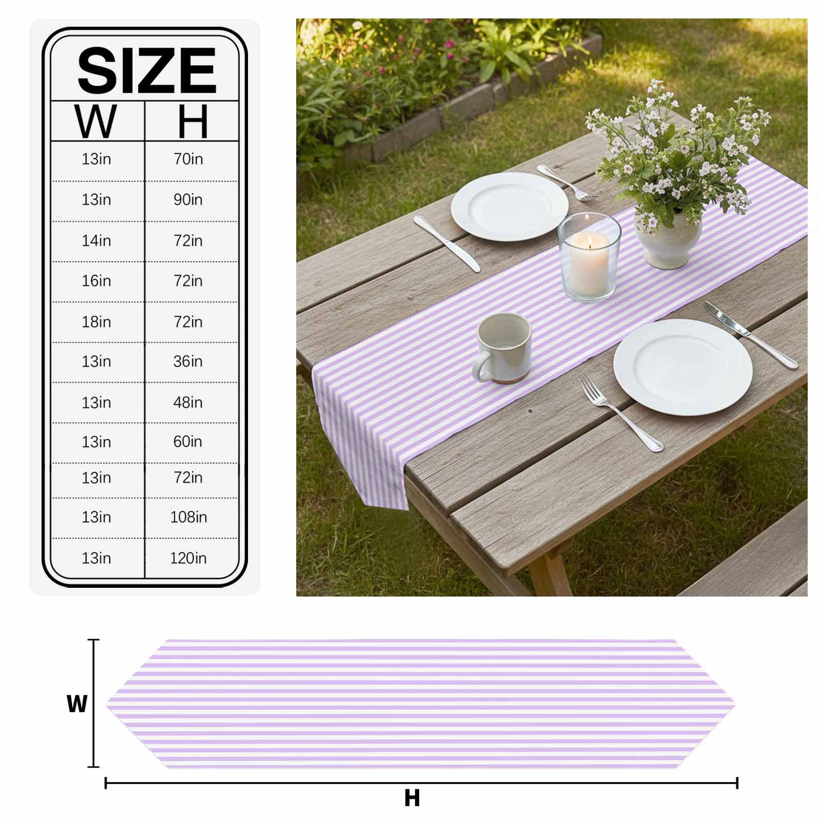 Purple White Stripe Table Runner Linen Burlap Table Runner 90 Inches Long Modern Minimalist Geometric Striped Dresser Scarves for Kitchen Island Coffee Dining Room Party Wedding Holiday Decor 13"x90"