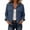 03#Dark Blue, variant on Cropped Jacket Women Fall Outwear Button Down Trendy Cropped L
