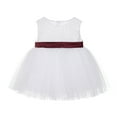thumbnail image 2 of Ekidsbridal Girl Mini Bridal Flower Girl Dress - Baby White Lace Heart Cutout with Bow Sash BB1-A (Size: XS-L), 2 of 3