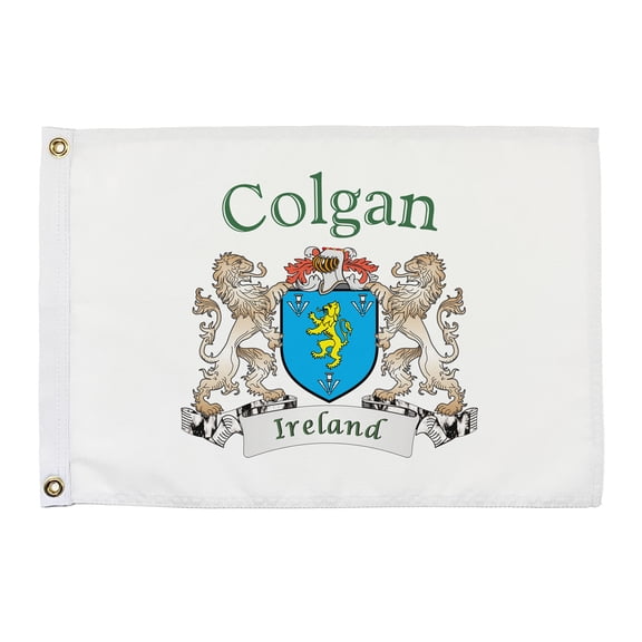Colgan Irish Coat of Arms Small White Flag - 16"x10.5" inches
