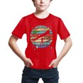 thumbnail image 1 of B91xZ T-Shirts Graphiques pour Garçons 2024 Manches Courtes T-Shirt à Blocs de Couleur, Rouge 9-10 Ans, 1 of 4
