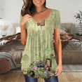 thumbnail image 2 of Gibobby Playera Manga Corta para Mujer Camiseta verano para mujer, camiseta informal con cuello en V, manga corta, con botones(Verde de menta,M), 2 of 4