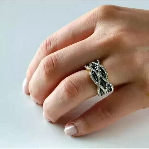 2Ct Round Lab Created Black Diamond Women Weeding Ring 14k Yellow Gold Plated