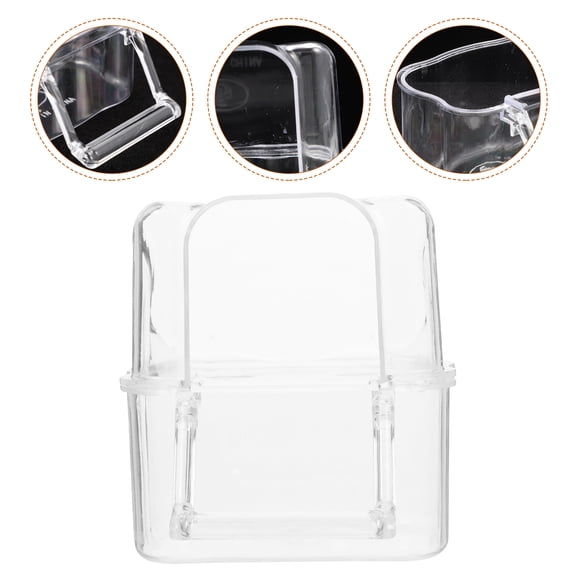 FRCOLOR Clear Bird Food Feeder Bowl External Food Box Suitable for Parrots Cockatiels and Small Birds