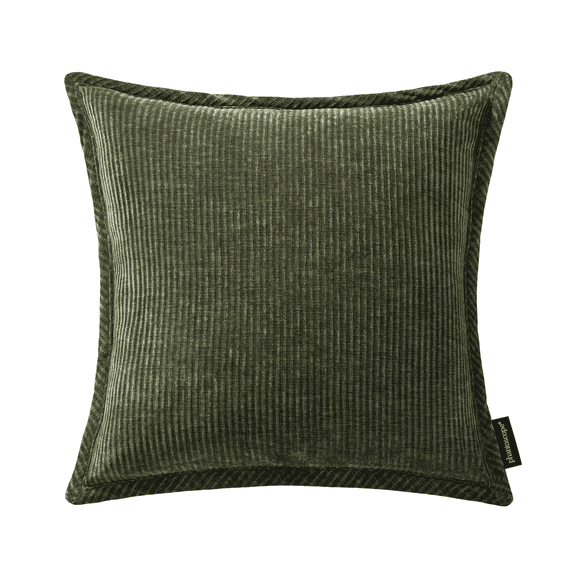 Phantoscope Paris Corduroy Throw Pillows, Vintage Textured Decorative Accent Pillows, Olive Green, 20 x 20 in, Set of 2