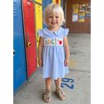thumbnail image 5 of BemeyourBBs Toddler Baby Girl Back to School Dress KidsKindergarten Outfits Little Baby Girl Gingham Plaid Summer Dress Flying Sleeve Stationery Apple Embroidered Doll Collar Casual A Line Dress, 5 of 9