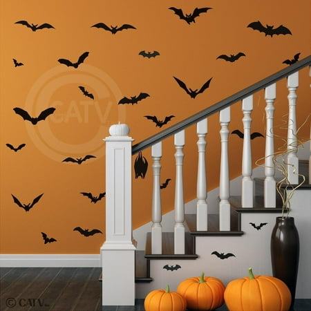 Halloween Bats set of 28 vinyl lettering decal home decor wall sticker (Range in size from 1.5