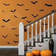 Halloween Bats set of 28 vinyl lettering decal home decor wall sticker (Range in size from 1.5"-4.5" H - 3"-14"L… plus a few extra small ones)