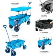 thumbnail image 6 of Creative Outdoor Foldable Wagon with Canopy and All Terrain Wheels, 150lbs Weight Capacity, Blue, 6 of 9