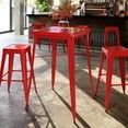 thumbnail image 2 of Flash Furniture Aaron Commercial Grade 23.75" Square Red Metal Indoor-Outdoor Bar Height Table, 2 of 10
