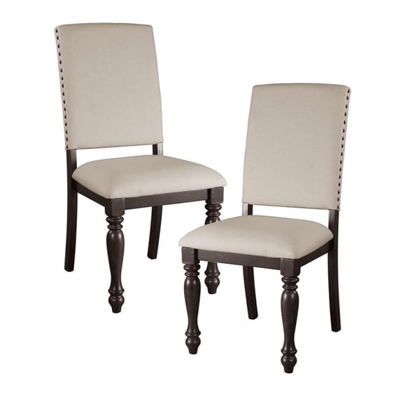 Pemberly Row Transitional Dining Room Side Chair in Grayish Brown (Set of 2)