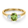 thumbnail image 3 of Gem Stone King 18K Yellow Gold Plated Silver Green Peridot and Sky Blue Aquamarine Engagement Ring for Women | 1.24 Cttw | Oval 7X5MM | Gemstone August Birthstone | Size 8, 3 of 6