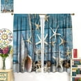 thumbnail image 3 of Starfish Blackout Curtains Tropical Beach Fishing Net Conch Starfish Blue Bedroom Bathroom Living Room Kitchen Decor Rod Pocket 2 Panels 42x54in, 3 of 6