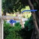 thumbnail image 5 of Grifo de salida doble de 1/2 pulgada Conector de manguera de latón Grifo de válvula de jardín (Azul) Likrtyny Libre de BPA, 5 of 8