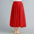 thumbnail image 4 of EINCcm Women Midi Length Elastic Pleated Retro Flax Long Skirt High Elastic Waist Casual Solid Color Skirts, 4 of 5