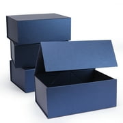 4 Pack Magnetic Closure Boxes, 9.5x7x4 Blue Gift Box with Lid for Party Festival Birthday