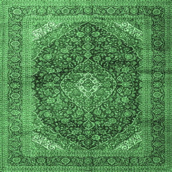 Ahgly Company Indoor Square Persian Emerald Green Traditional Area Rugs, 4' Square