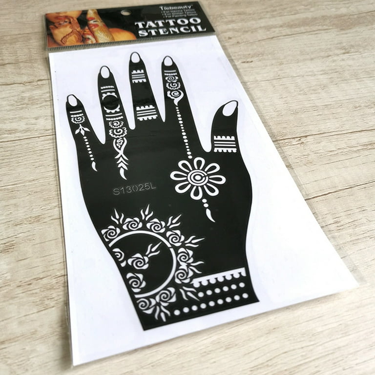 12 Sheets Henna Tattoo Stencils, Glitter Airbrush Hand Temporary Tattoo  Stickers Indian Arabian Self Adhesive Tattoo Templates