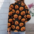 thumbnail image 4 of Delconic Womens Halloween Print Button Down Shirt Long Sleeve Casual Regular Fit Collared Blouse Pumpkin Pattern Top Black L, 4 of 7